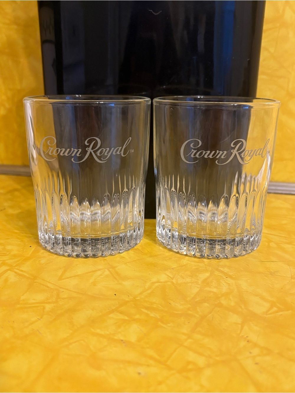 Crown Royal Whiskey Clear Glass Pair of Rocks Tumblers - Barware Set of 2